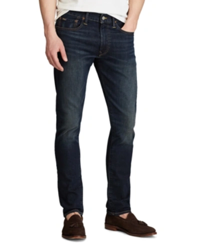 Polo Ralph Lauren Parkside Icon Logo Back Pocket Low Straight Fit Jeans In Dark Wash-navy