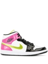 Nike Air Jordan 1 Mid Se "cyber / Active Fuchsia" Sneakers In White