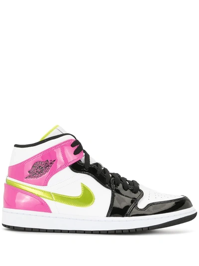 Nike Air Jordan 1 Mid Se "cyber / Active Fuchsia" Sneakers In White