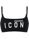 Dsquared2 Icon Print Bikini Top In Black
