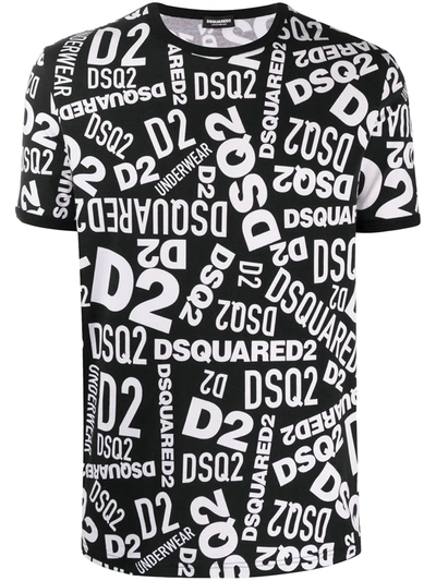 Dsquared2 All-over Print T-shirt And Boxers Set In Black
