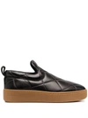 Bottega Veneta Leather Slip-on Sneakers In Black