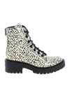 Kenzo 50mm Snake Printed Leather Combat Boots In White
