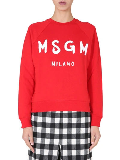 Msgm Crew Neck Sweatshirt In Red