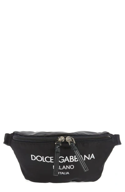 Dolce & Gabbana Kids' Printed Logo Belt Bag In Black