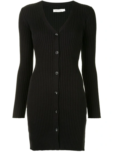Anna Quan Womens Raven Misha Ribbed Cotton-knit Mini Dress 10 In Black