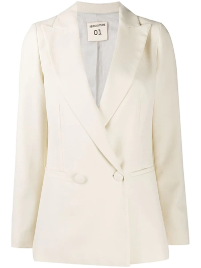 Semicouture Double-breasted Tailored Blazer In Neutrals