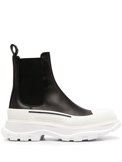 Alexander Mcqueen Chunky Outsole Cap Toe Chelsea Boots In Black