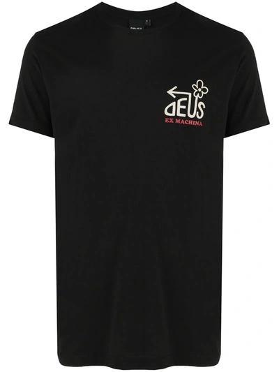 Deus Ex Machina Logo Print T-shirt In Black ModeSens
