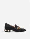 GUCCI GUCCI WOMENS BLACK MID-HEEL LEATHER LOAFERS,67631384