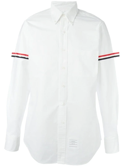 Thom Browne Grey Classic Point Collar Grosgrain Armband Shirt In White