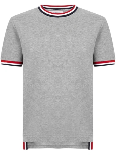 Thom Browne Cotton Piquet T-shirt In Grey