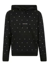 Saint Laurent Grommet Logo Cotton Hoodie In Black/silver/natural