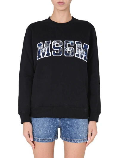 Msgm Crew Neck Sweatshirt In Black