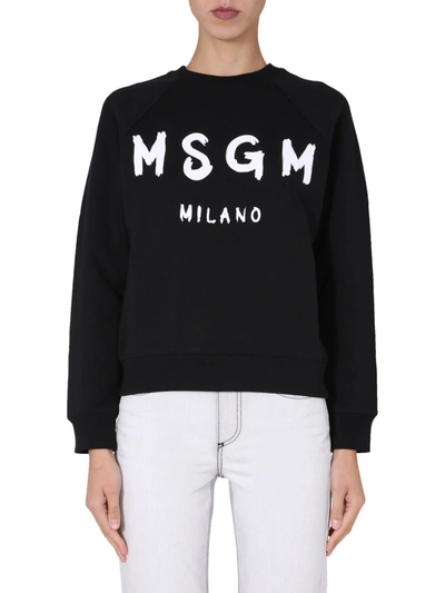 Msgm Crew Neck Sweatshirt In Black