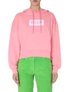 Msgm Logo Printed Hooded Sweater In Rosa