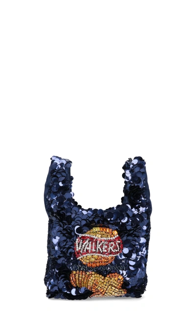 Anya Hindmarch Walkers Sequinned Recycled-satin Tote Bag In Blue