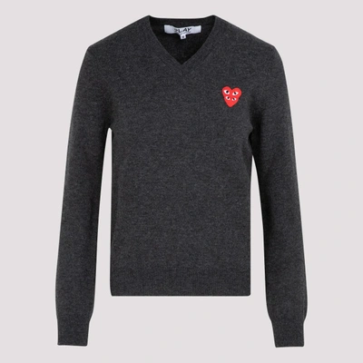 Comme Des Garçons Play Heart-patch Wool Jumper In Grey