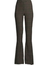 NICOLE MILLER PLAID BELL-BOTTOM TROUSERS