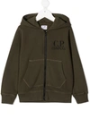 C.P. COMPANY LOGO PRINT ZIPPED HOODIE