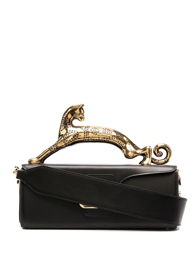 Lanvin Leather Pencil Chat Hand Bag In Black