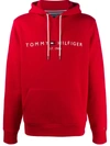 Tommy Hilfiger Embroidered Tommy Logo Hoodie In Red