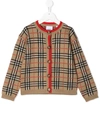 BURBERRY CHECK BUTTON-DOWN CARDIGAN