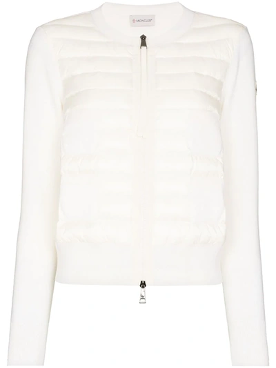 Moncler Quilted Zipped Cardigan In White