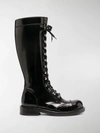 DOLCE & GABBANA KNEE-HIGH LACE-UP COMBAT BOOTS,15988654
