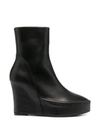 ANN DEMEULEMEESTER WEDGE HEEL ANKLE BOOTS