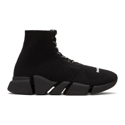 Balenciaga Men's Speed 2.0 Stretch-knit Mid-top Trainers In Black