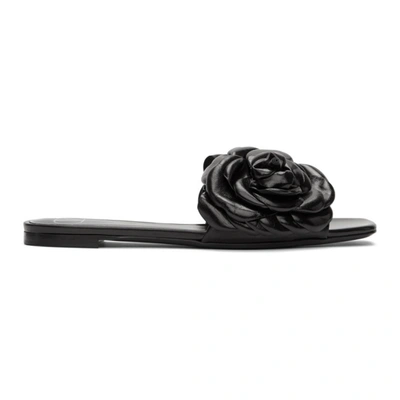 Valentino Garavani Black 03 Rose Edition Atelier Petal Flat Sandals