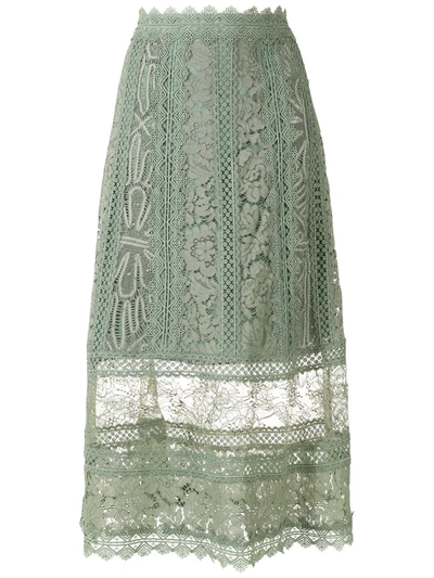 Martha Medeiros Jasmine A-line Midi Skirt In Green