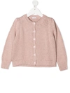 Il Gufo Purl-knit Crew-neck Cardigan In Pink