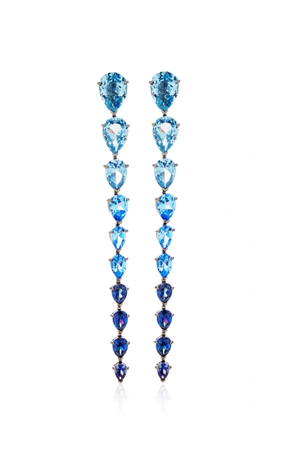 Anabela Chan Aqua Nova' Gemstone 18k White Gold Rhodium Vermeil Drop Earrings In Blue