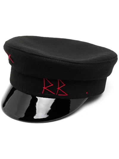 Ruslan Baginskiy Wool Baker Boy Hat With Vinyl Visor In Black