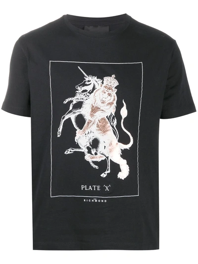 John Richmond Unicorn And Lion T-shirt In Black