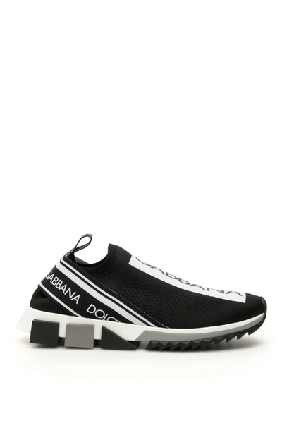 Dolce & Gabbana Running Knit Sneakers In Nero Bianco