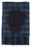 Barbour Tartan Wool Scarf & Gloves Set In Seaweed Tartan