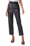 Paige Melila Paperbag Waist Faux Leather Pants In Black