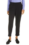 Eileen Fisher Cozy Brushed Terry Tapered Ankle Pants In Black