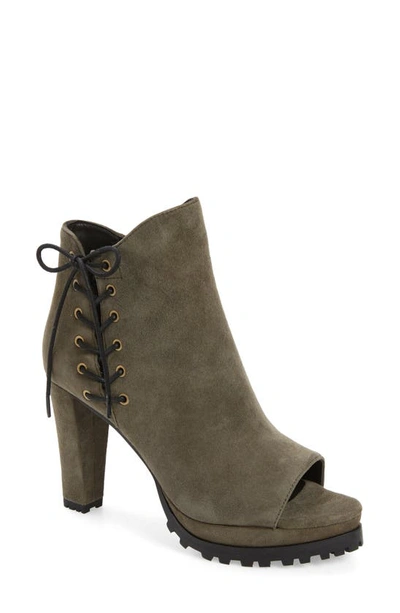 Allsaints Micaela Heeled Suede Ankle Boots In Khaki Suede