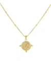 ADINAS JEWELS BEADED COIN PENDANT NECKLACE,N12097GLD-318