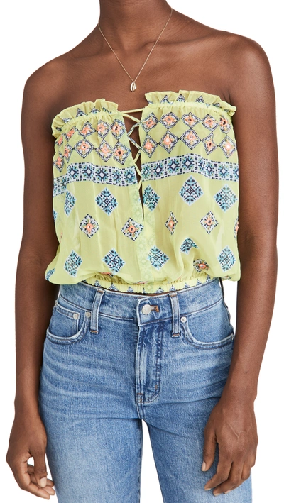 Ramy Brook Geo Printed Mika Cover Up Top In Lime Combo