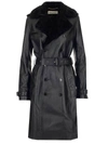 SAINT LAURENT SAINT LAURENT BELTED LEATHER TRENCH COAT