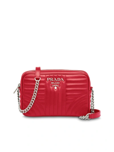 Prada Diagramme Handbag In Red