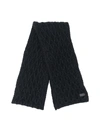 Saint Laurent Cable Knit Wool Blend Scarf In Black
