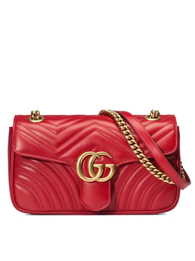 Gucci Gg Marmont Matelasse` Small Bag In Red