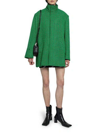 Balenciaga Green Houndstooth A-shape Coat