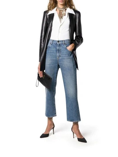 Saint Laurent Jeans Medium Waist Crop In Blue